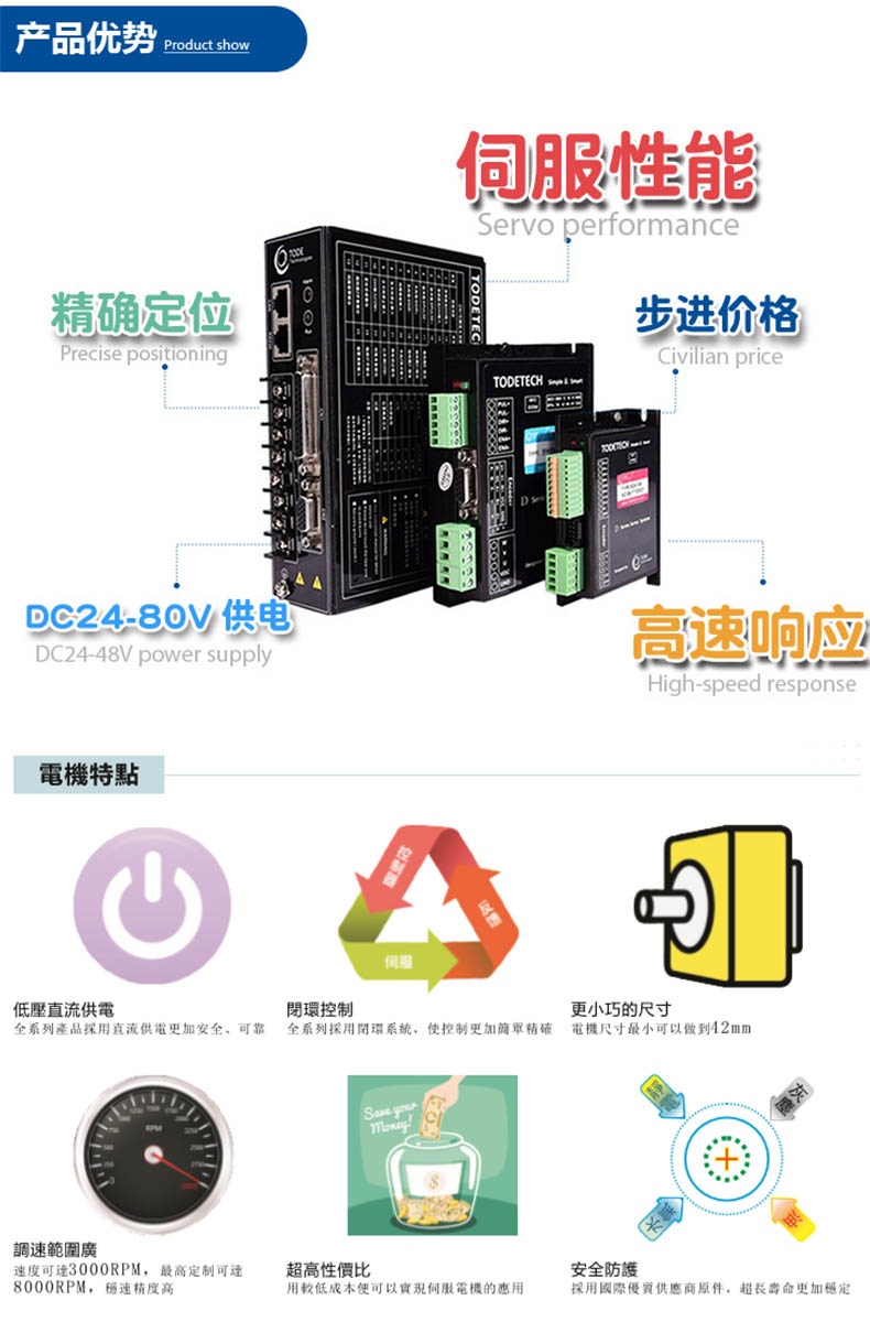 低壓直流伺服電機產品優勢與特點