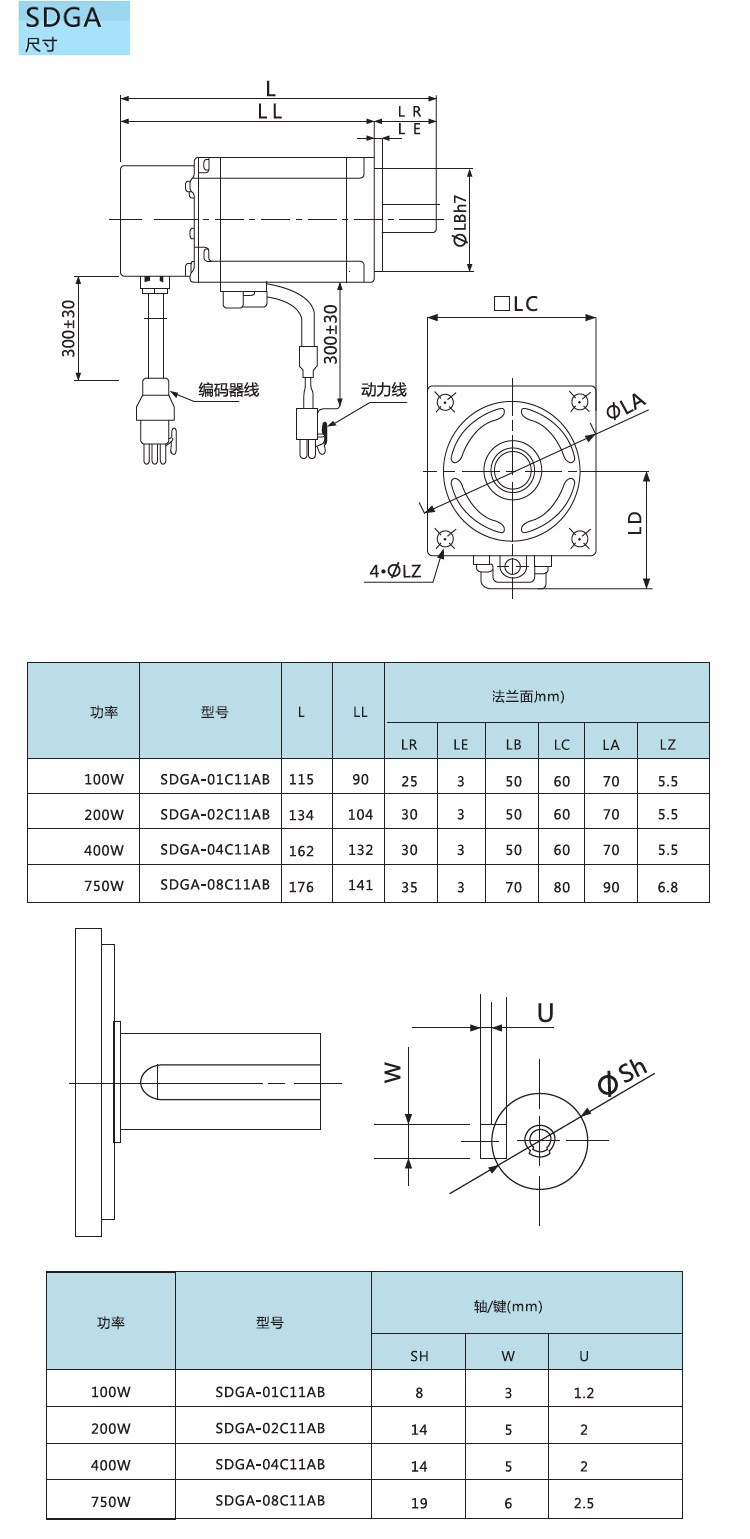 低壓直流伺服電機尺寸圖